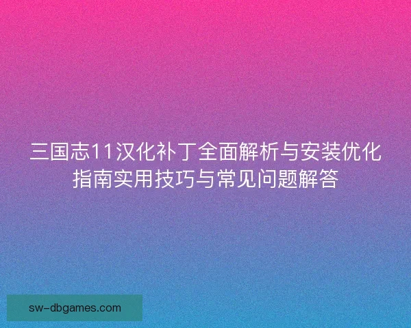三国志11汉化补丁全面解析与安装优化指南实用技巧与常见问题解答
