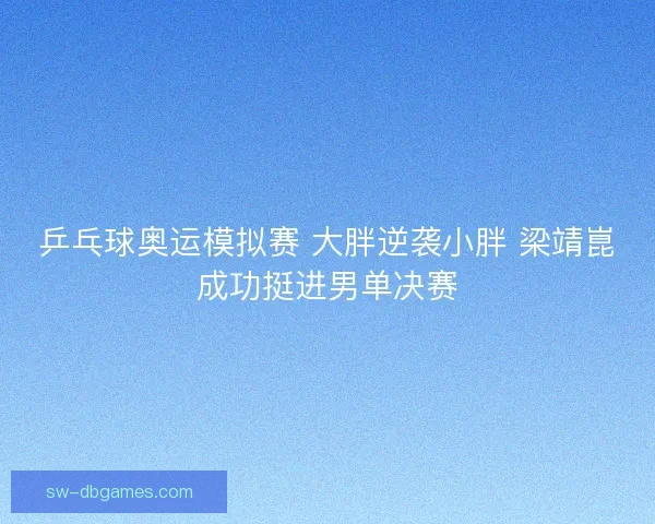 乒乓球奥运模拟赛 大胖逆袭小胖 梁靖崑成功挺进男单决赛 乒乓球奥运模拟赛 大胖逆袭小胖 梁靖崑成功挺进男单决赛